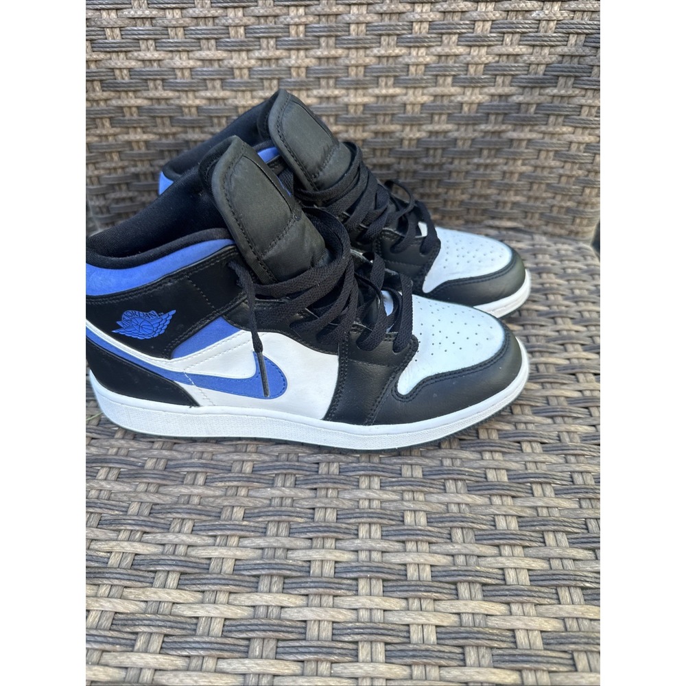 Nike Air Jordan 1 Mid GS 554725-140 Size 6Y White Blue Sneakers